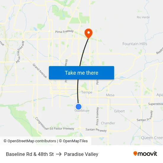 Baseline Rd & 48th St to Paradise Valley map