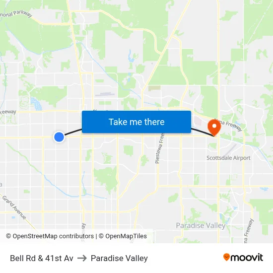 Bell Rd & 41st Av to Paradise Valley map
