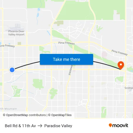 Bell Rd & 11th Av to Paradise Valley map