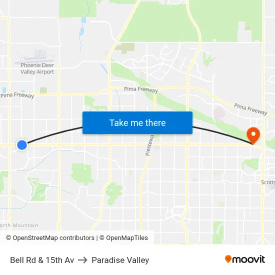 Bell Rd & 15th Av to Paradise Valley map