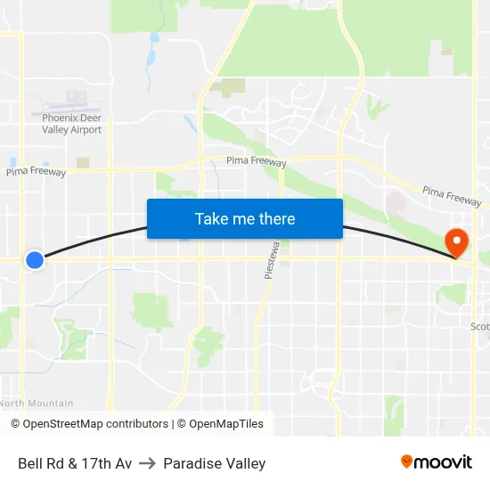 Bell Rd & 17th Av to Paradise Valley map