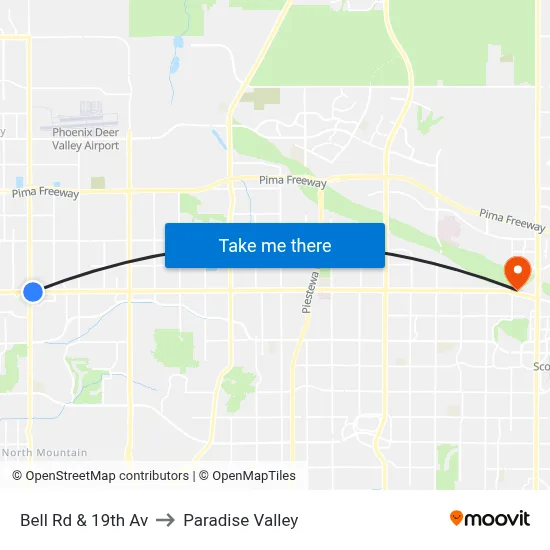 Bell Rd & 19th Av to Paradise Valley map