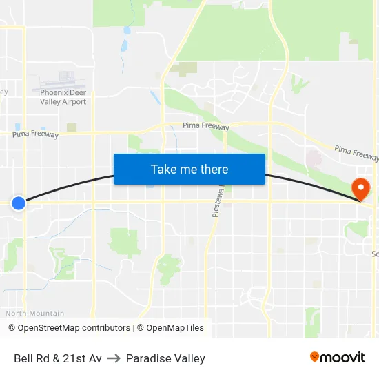 Bell Rd & 21st Av to Paradise Valley map
