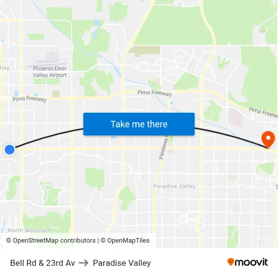 Bell Rd & 23rd Av to Paradise Valley map