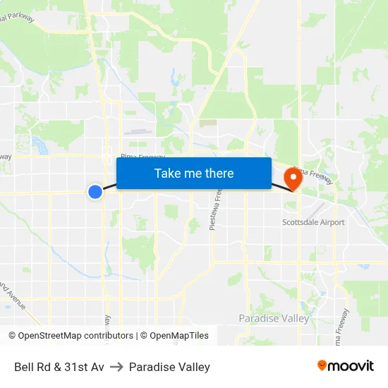 Bell Rd & 31st Av to Paradise Valley map