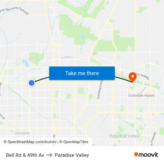 Bell Rd & 49th Av to Paradise Valley map