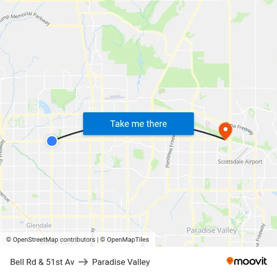 Bell Rd & 51st Av to Paradise Valley map
