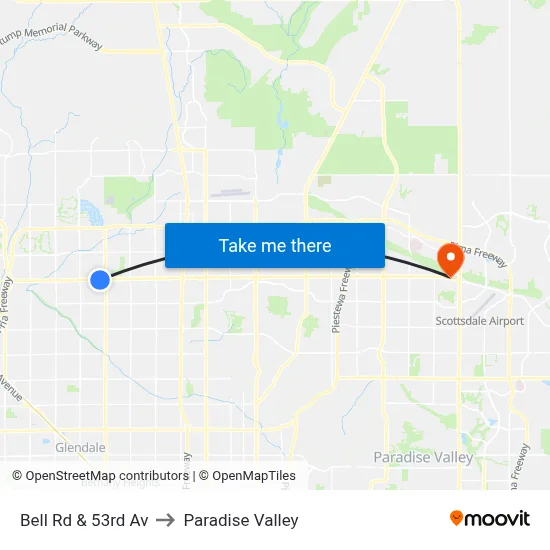 Bell Rd & 53rd Av to Paradise Valley map