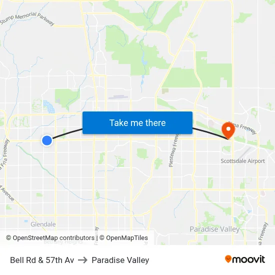 Bell Rd & 57th Av to Paradise Valley map