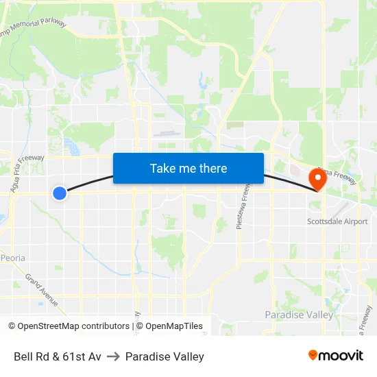 Bell Rd & 61st Av to Paradise Valley map