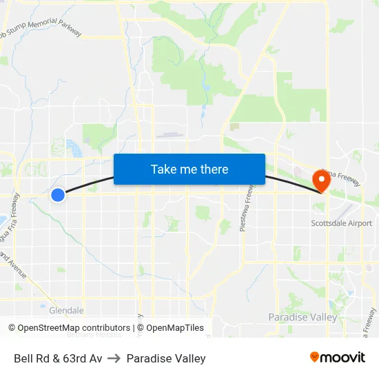 Bell Rd & 63rd Av to Paradise Valley map