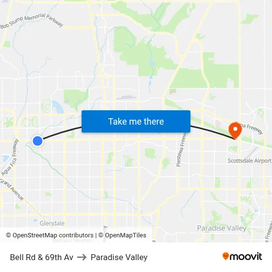 Bell Rd & 69th Av to Paradise Valley map