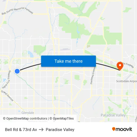 Bell Rd & 73rd Av to Paradise Valley map