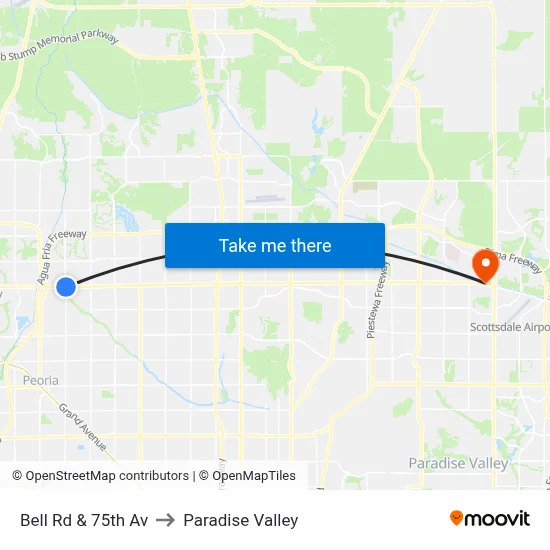 Bell Rd & 75th Av to Paradise Valley map