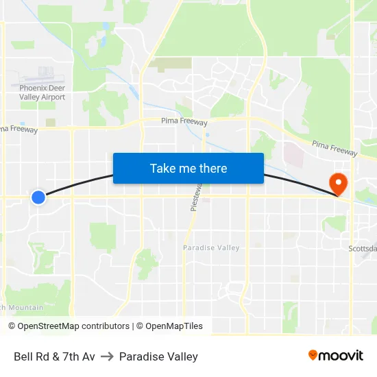 Bell Rd & 7th Av to Paradise Valley map
