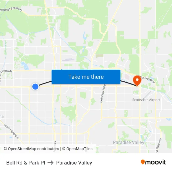 Bell Rd & Park Pl to Paradise Valley map