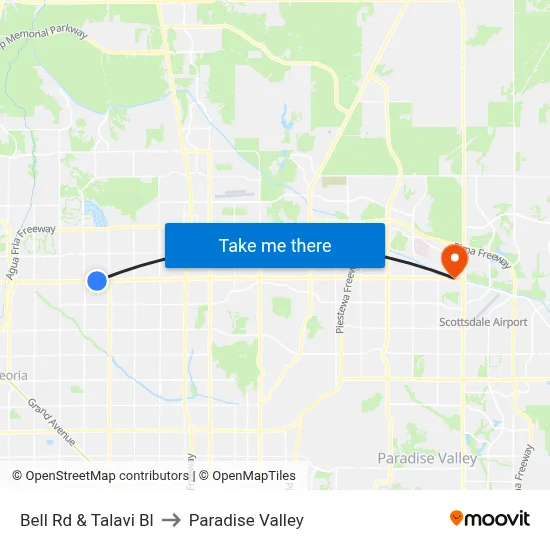 Bell Rd & Talavi Bl to Paradise Valley map