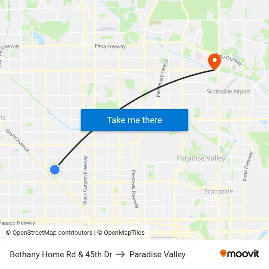 Bethany Home Rd & 45th Dr to Paradise Valley map