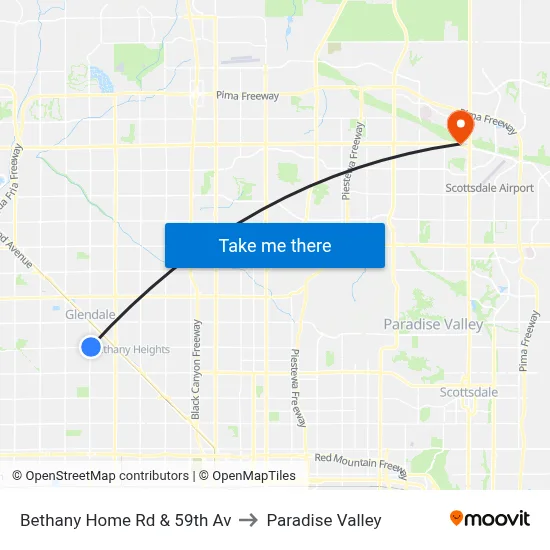 Bethany Home Rd & 59th Av to Paradise Valley map