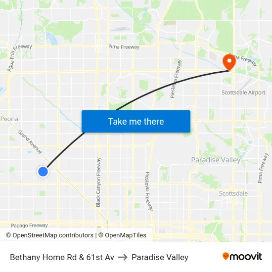 Bethany Home Rd & 61st Av to Paradise Valley map
