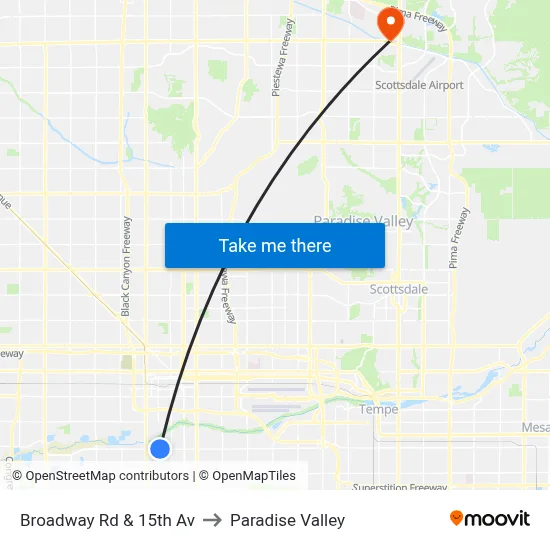 Broadway Rd & 15th Av to Paradise Valley map