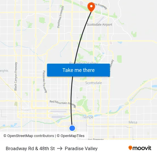 Broadway Rd & 48th St to Paradise Valley map