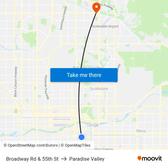 Broadway Rd & 55th St to Paradise Valley map