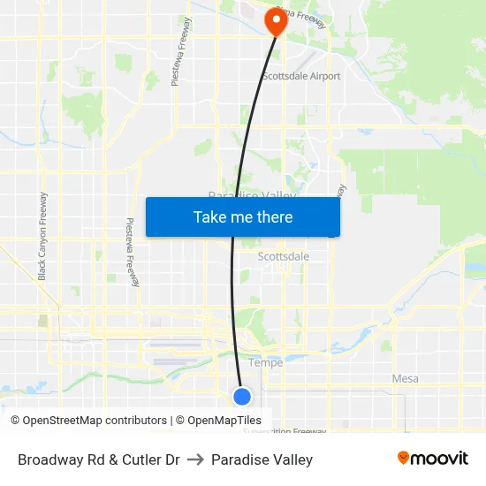 Broadway Rd & Cutler Dr to Paradise Valley map