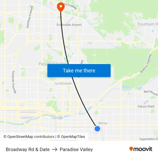 Broadway Rd & Date to Paradise Valley map