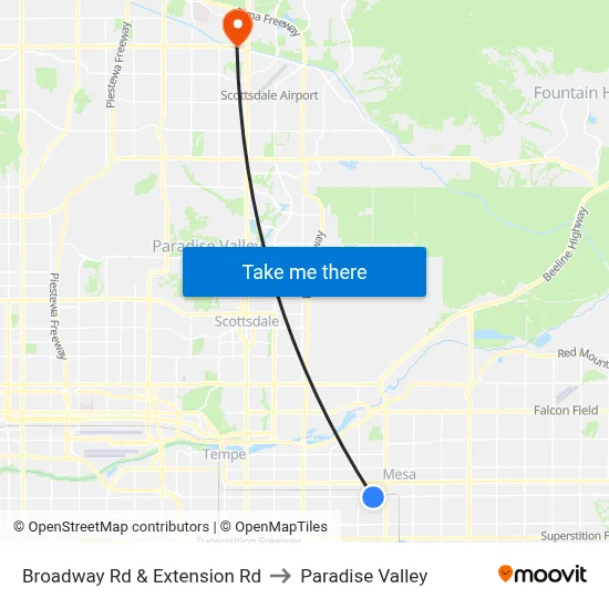 Broadway Rd & Extension Rd to Paradise Valley map