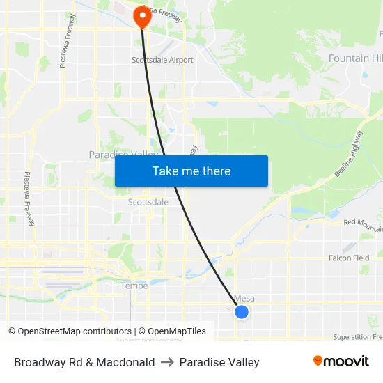Broadway Rd & Macdonald to Paradise Valley map