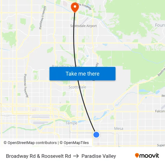 Broadway Rd & Roosevelt Rd to Paradise Valley map