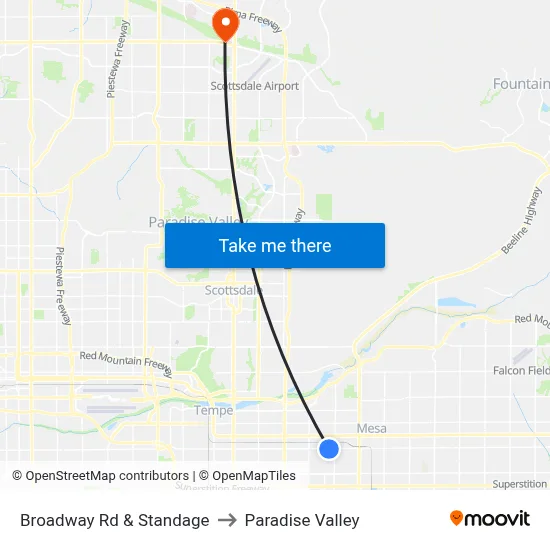 Broadway Rd & Standage to Paradise Valley map
