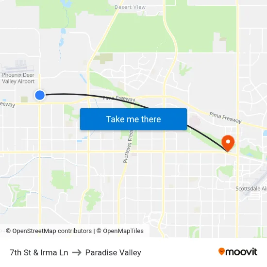 7th St & Irma Ln to Paradise Valley map