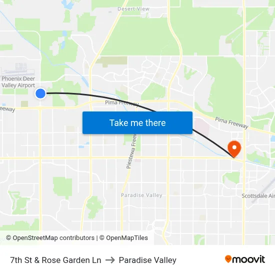 7th St & Rose Garden Ln to Paradise Valley map