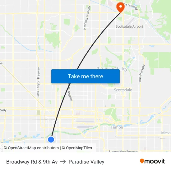 Broadway Rd & 9th Av to Paradise Valley map