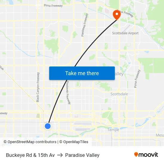 Buckeye Rd & 15th Av to Paradise Valley map