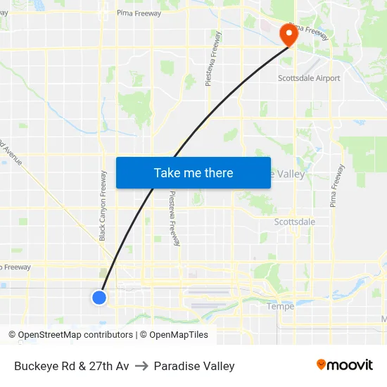 Buckeye Rd & 27th Av to Paradise Valley map