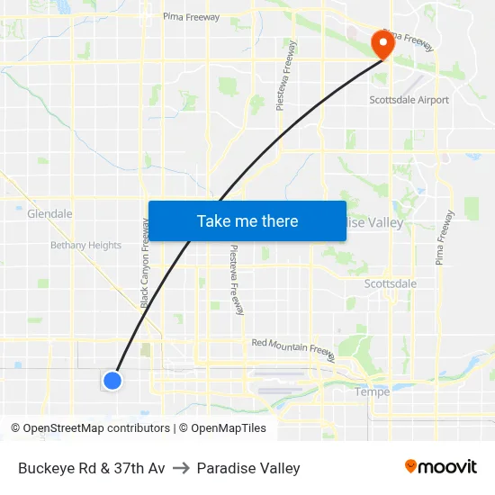 Buckeye Rd & 37th Av to Paradise Valley map