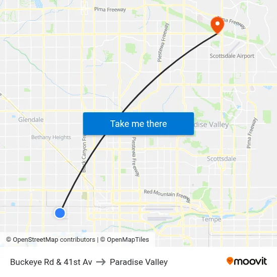 Buckeye Rd & 41st Av to Paradise Valley map