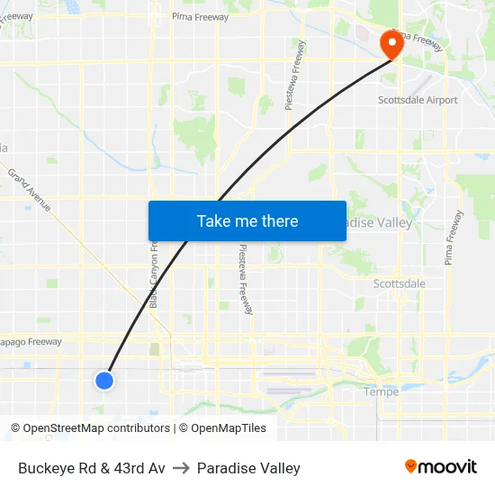Buckeye Rd & 43rd Av to Paradise Valley map