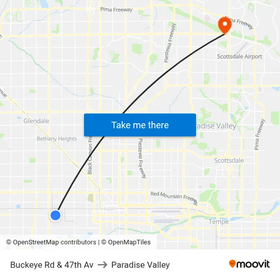 Buckeye Rd & 47th Av to Paradise Valley map