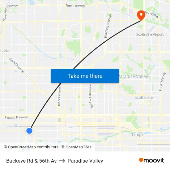 Buckeye Rd & 56th Av to Paradise Valley map