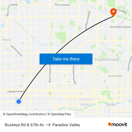Buckeye Rd & 67th Av to Paradise Valley map