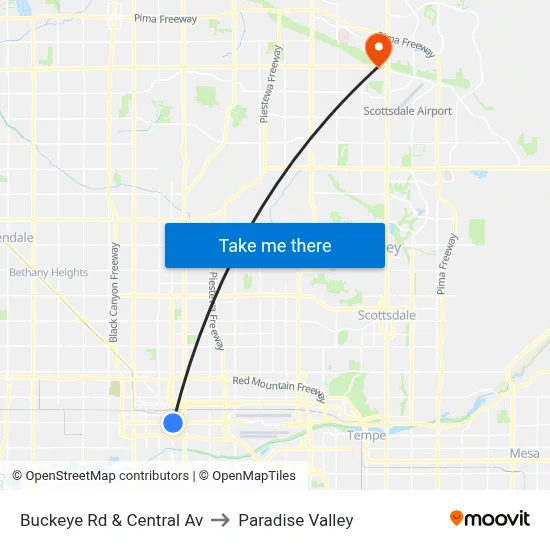 Buckeye Rd & Central Av to Paradise Valley map