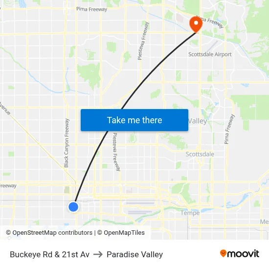 Buckeye Rd & 21st Av to Paradise Valley map