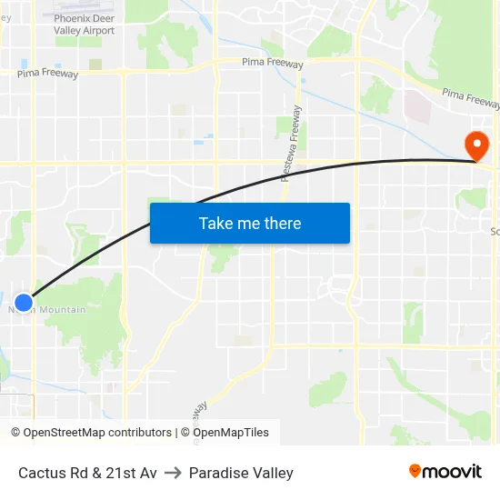 Cactus Rd & 21st Av to Paradise Valley map