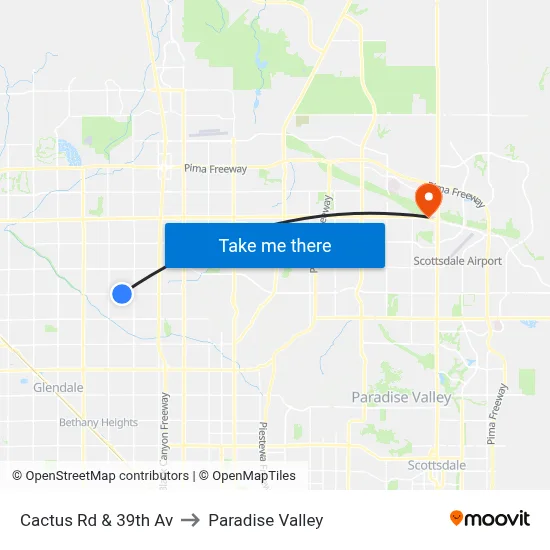 Cactus Rd & 39th Av to Paradise Valley map