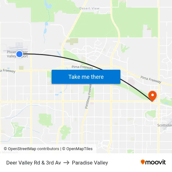 Deer Valley Rd & 3rd Av to Paradise Valley map