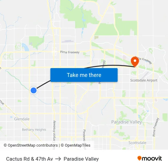 Cactus Rd & 47th Av to Paradise Valley map